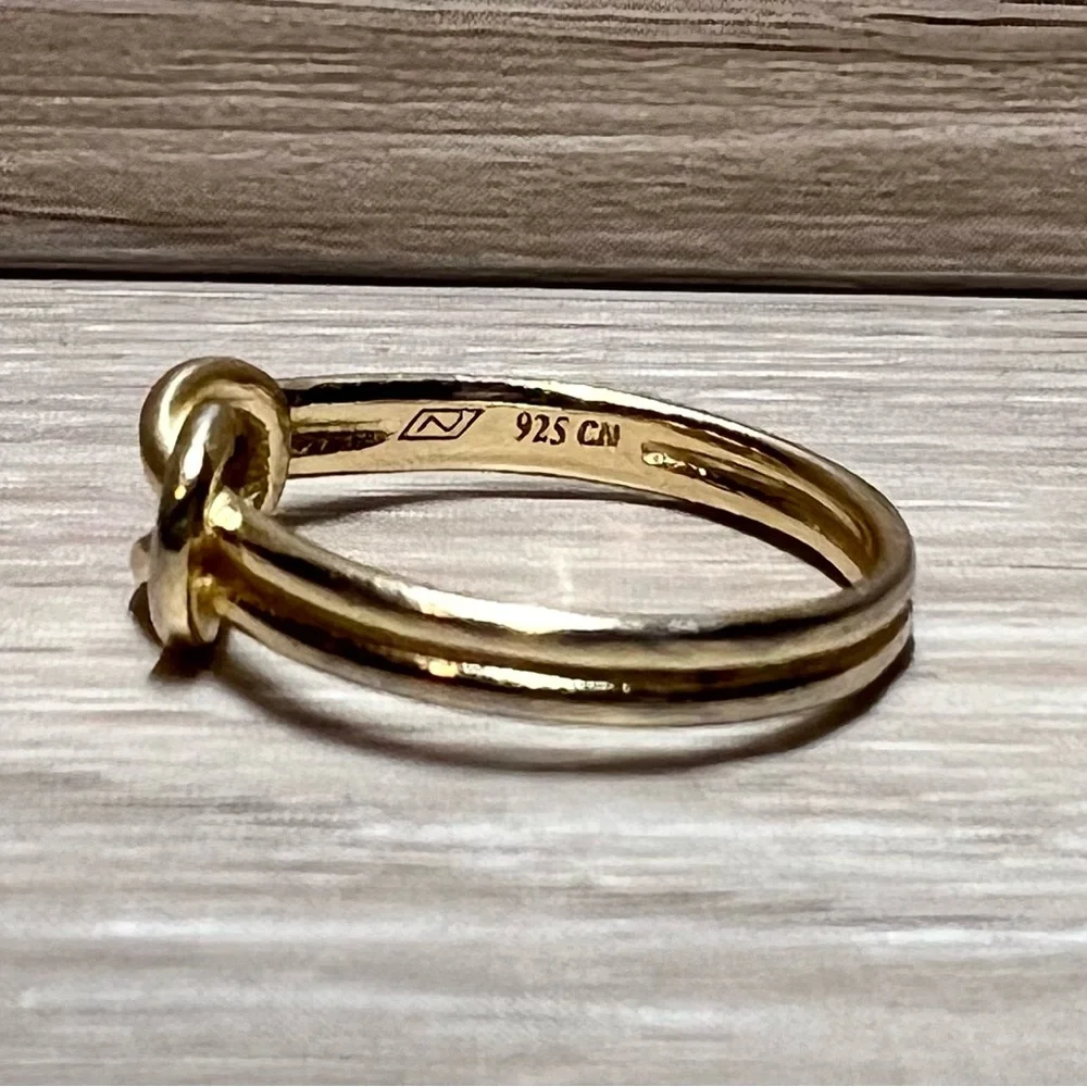 Designer Signed Gold Over Sterling Silver Lover’s Knot Ring, Size 6 - Picture 2 of 8
